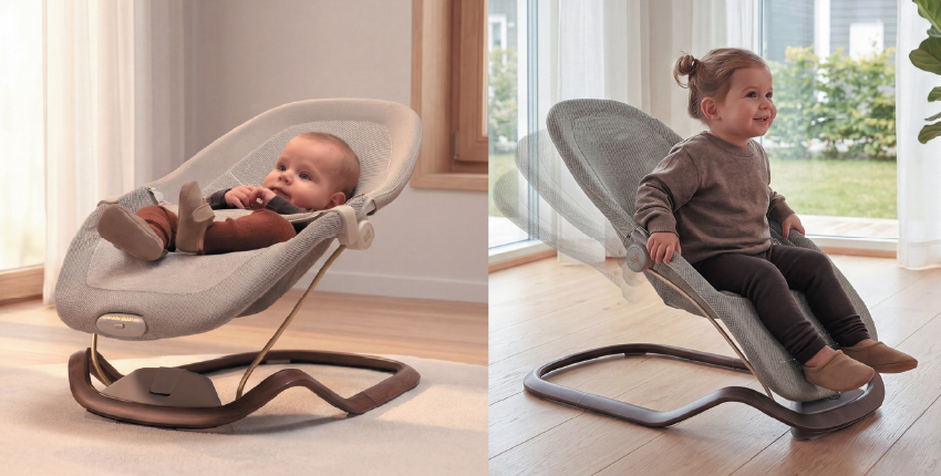 マキシコシのバウンサーDove Proでくつろぐ赤ちゃんと幼児